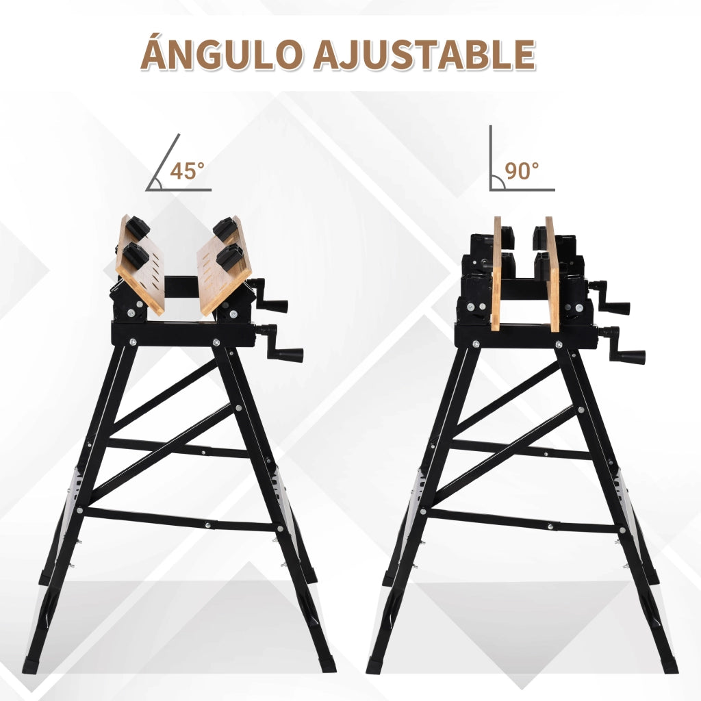 Banco da Lavoro Pieghevole ¨C Xylo ¨C Legno Naturale e Nero 63,5x60,5x78 cm
