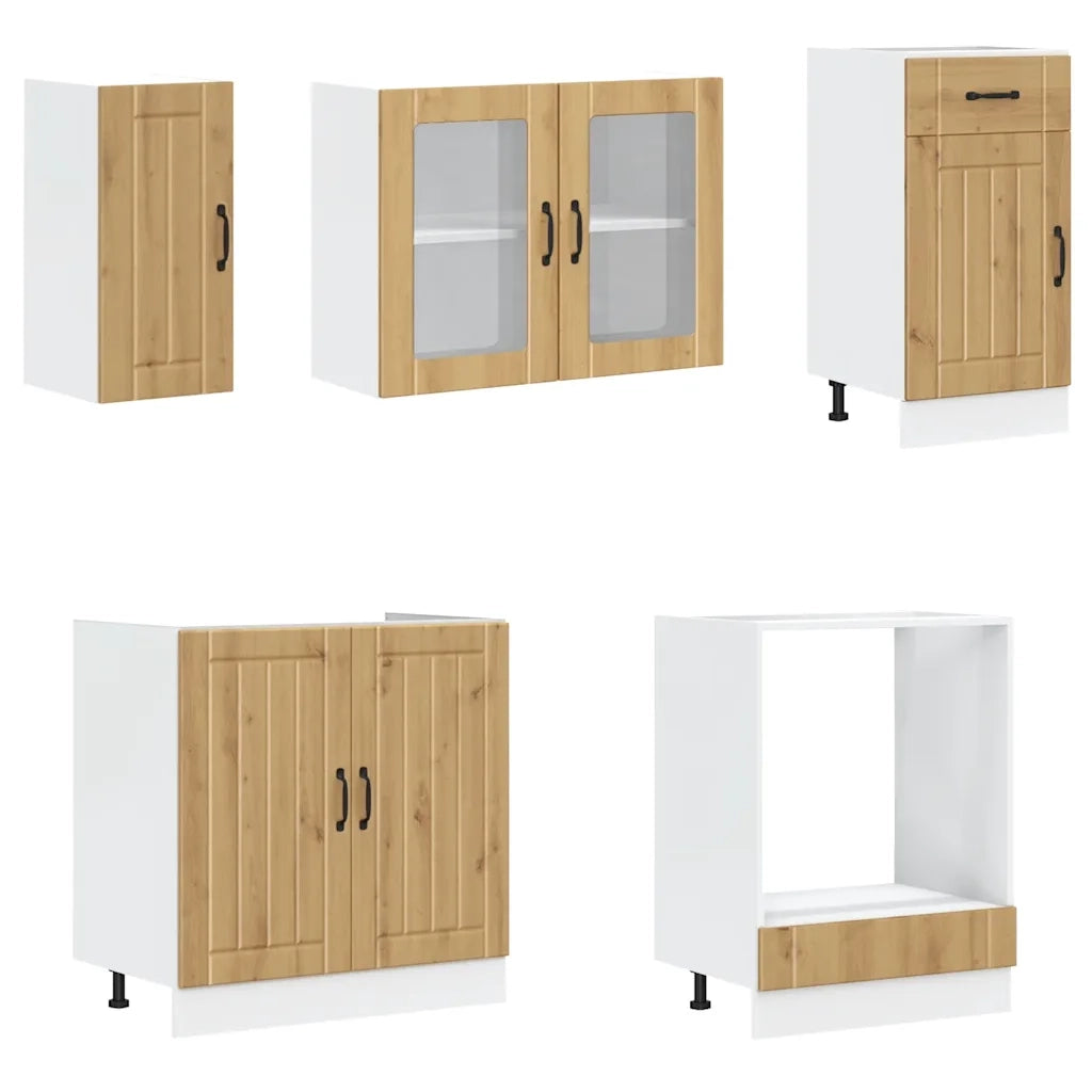 Set Mobili da Cucina 8 pz Kalmar Rovere Artigianale Truciolato