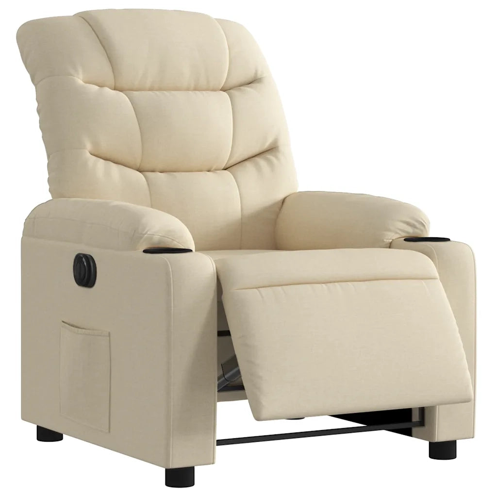 Poltrona | Sedia Relax Elettrica Reclinabile Crema in Tessuto