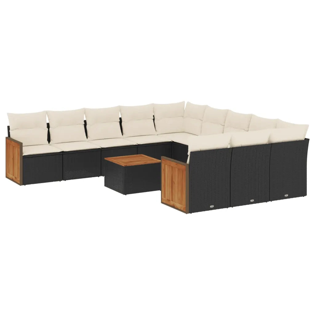 Set Divani da Giardino 12 pz con Cuscini Nero in Polyrattan 3228114