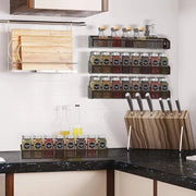 Kruidenrek per muro, 4-dimensioni, per porta armadio, specie del mondo, organizzatore per cucina, sistema di appendi erbe per piano di lavoro, organizzatore per armadio, organizzatore per bagno, 4 pezzi
