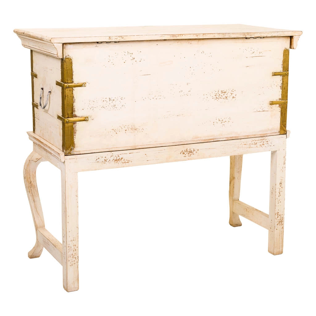 Baule alto in legno multicolore 90x40x80