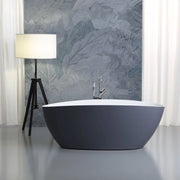 Vasca da bagno moderna freestandig in marmo resina a barca bianca grigia 157cm Badok Moray