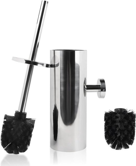 Spazzola in acciaio inossidabile con spazzola di riserva e cassetta di raccolta acqua - Assemblaggio a parete, accessori per la stanza da bagno, set di toilette, igienico e duraturo