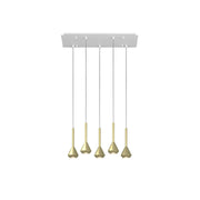 Lampadario Moderno Aygo Metallo Bianco E Ottone 5 Luci Gu10