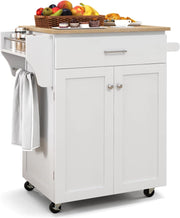 Carrello da cucina con piano di lavoro, carrello da portata con ruote, armadio da cucina con cassetto e ripiano regolabile, carrello da cucina con portasciugamani, mobile da cucina, in legno