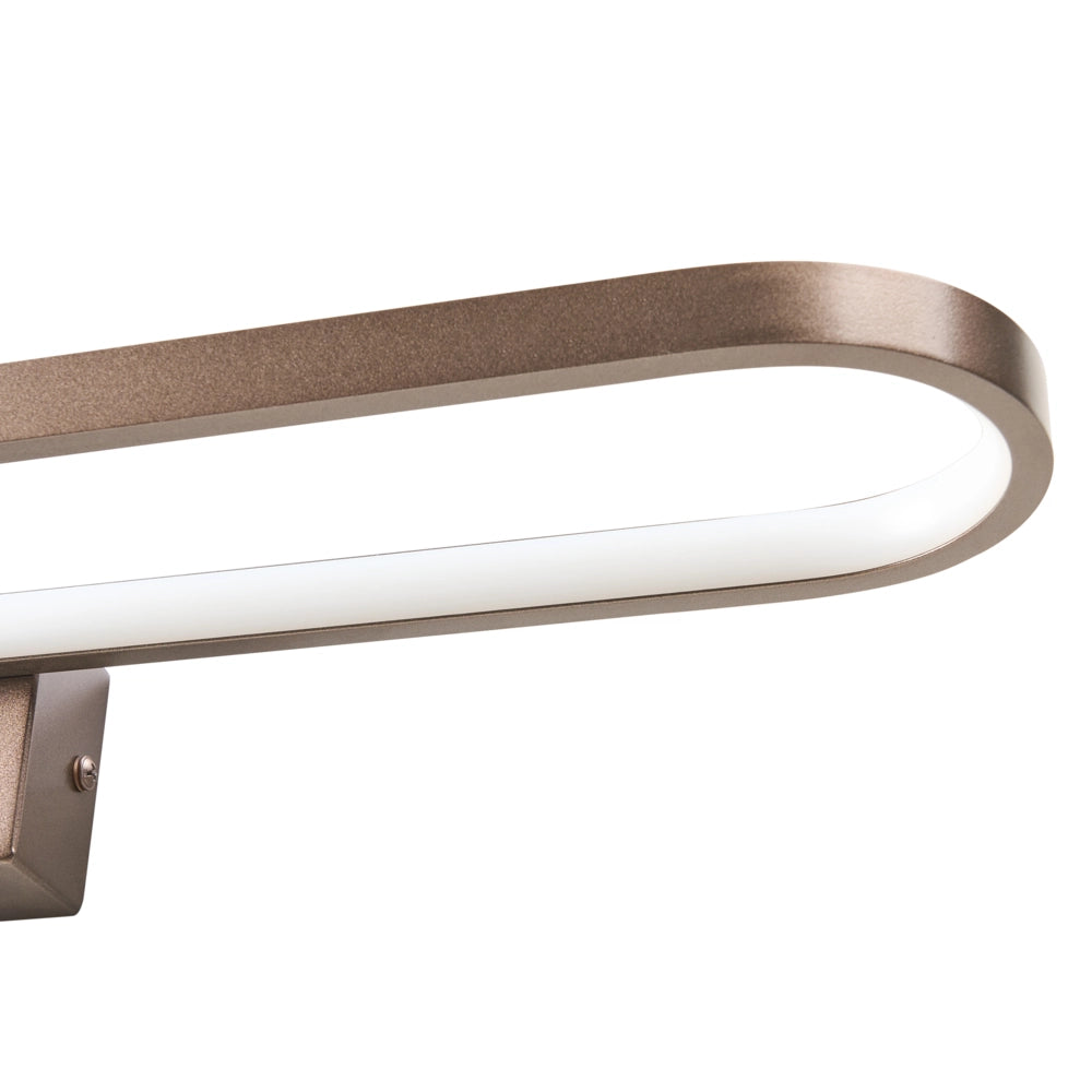 Lampada specchio con luce LED in metallo orizzontale marrone stile moderno