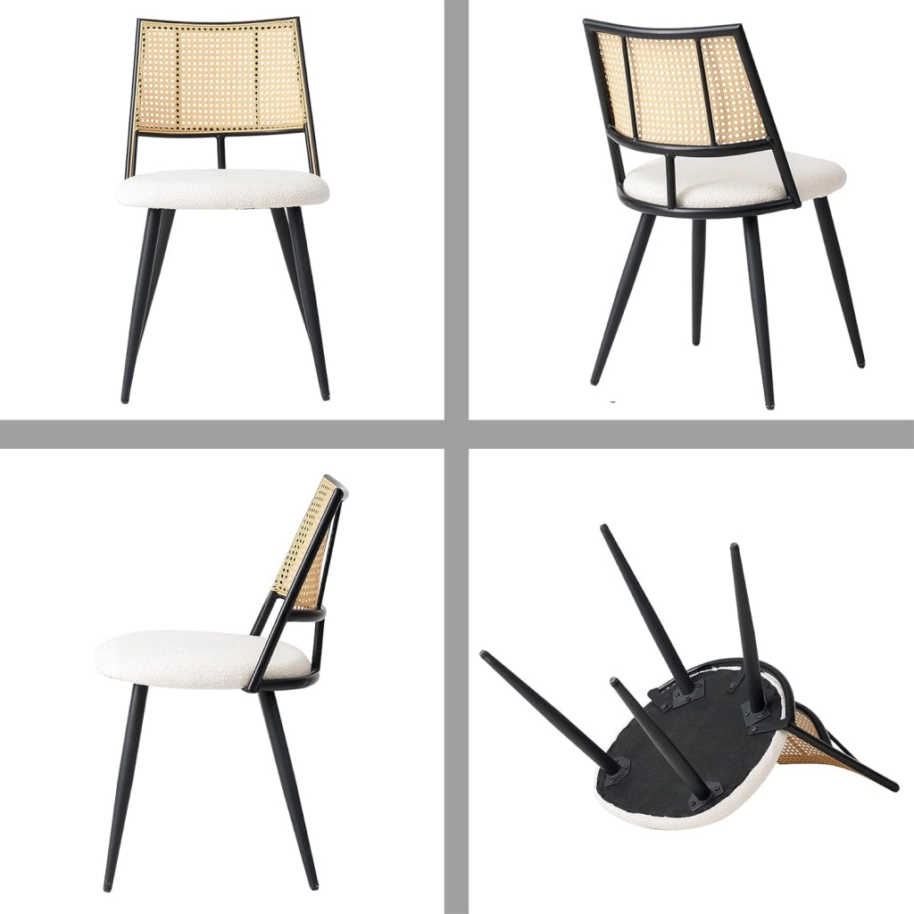 GrandCA HOME Set Tavolo e Sedie da Pranzo,Tavolo da Pranzo Quadrato da 140cm,4 Sedie Iimbottite in Rattan,sedie Imbottite in Rattan,Adatte Per Sala da Pranzo,Cucina e Soggiorno #02