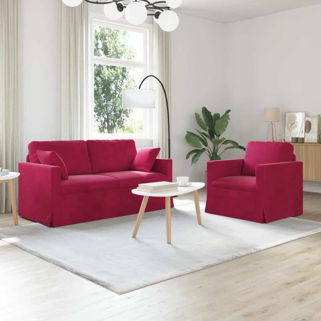 Set di divani 2 pcs Rosso Vino 158 x 78 x 80 cm Velluto 3407556