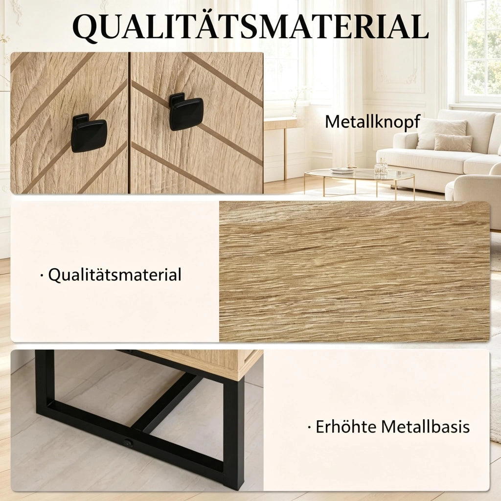Credenza con ripiani regolabili e ante magnetiche anti-ribaltamento, per soggiorno e ingresso, 80 × 29,5 × 80 cm