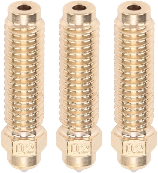 Fusti 0,2 mm - 3 Pezzi - Ottone/Acero Inox - Resistenti Al Contatto - Alta Capacità Di Flusso - Temperatura Massima 320°C - Fusti Per Stampante 3D