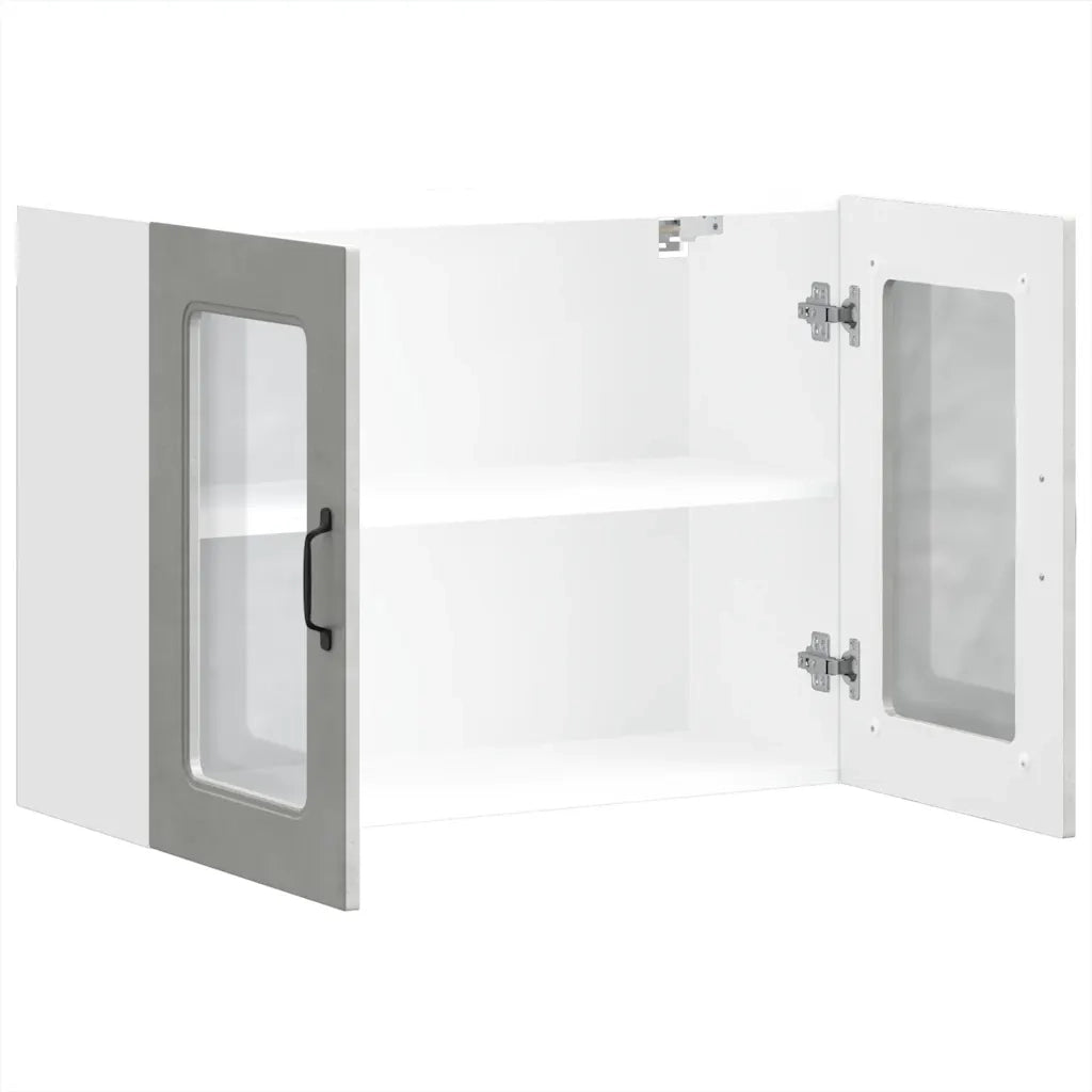 Pensile da Cucina con Porta in Vetro Kalmar Grigio Cemento 853611