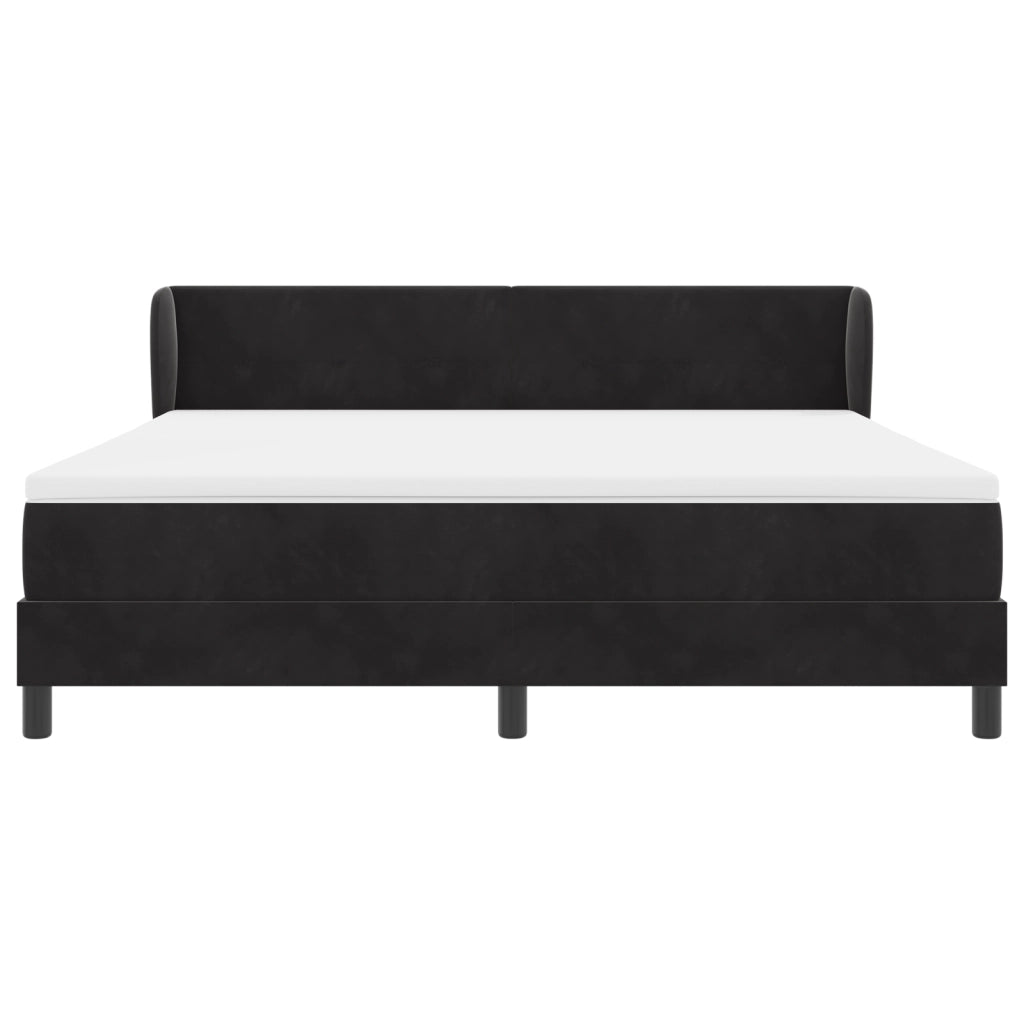 Letto a Molle con Materasso Nero 180x200 cm in Velluto