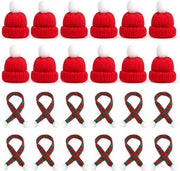 Set di mini copricapo e scialli in lana a maglia - copricapo e sciallo piccolo per decorazioni di tavola e bottiglie - 24 pezzi.