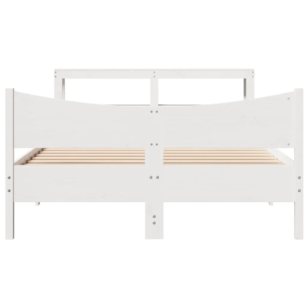 Giroletto con Testiera Bianco 140x200 cm Legno Massello di Pino