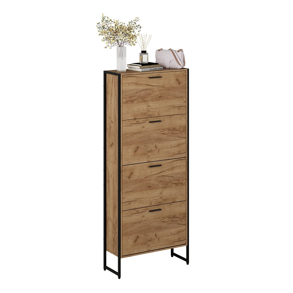 Vicco Scarpiera da ingresso Rovere Goldkraft/nero 63 x 152.5 cm con 4 scomparti chiusi