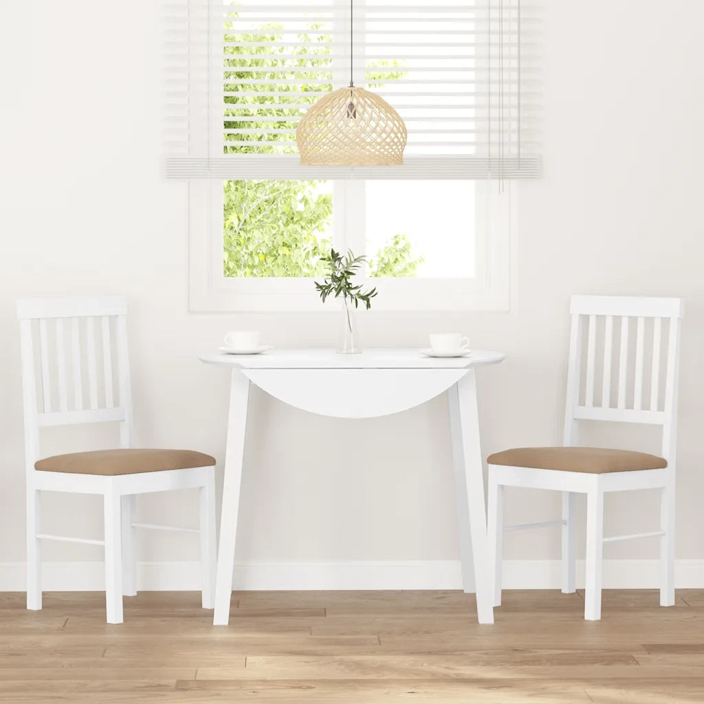 vidaXL Sedie da Pranzo con Cuscini 2 pz Bianco Legno Massello di Hevea