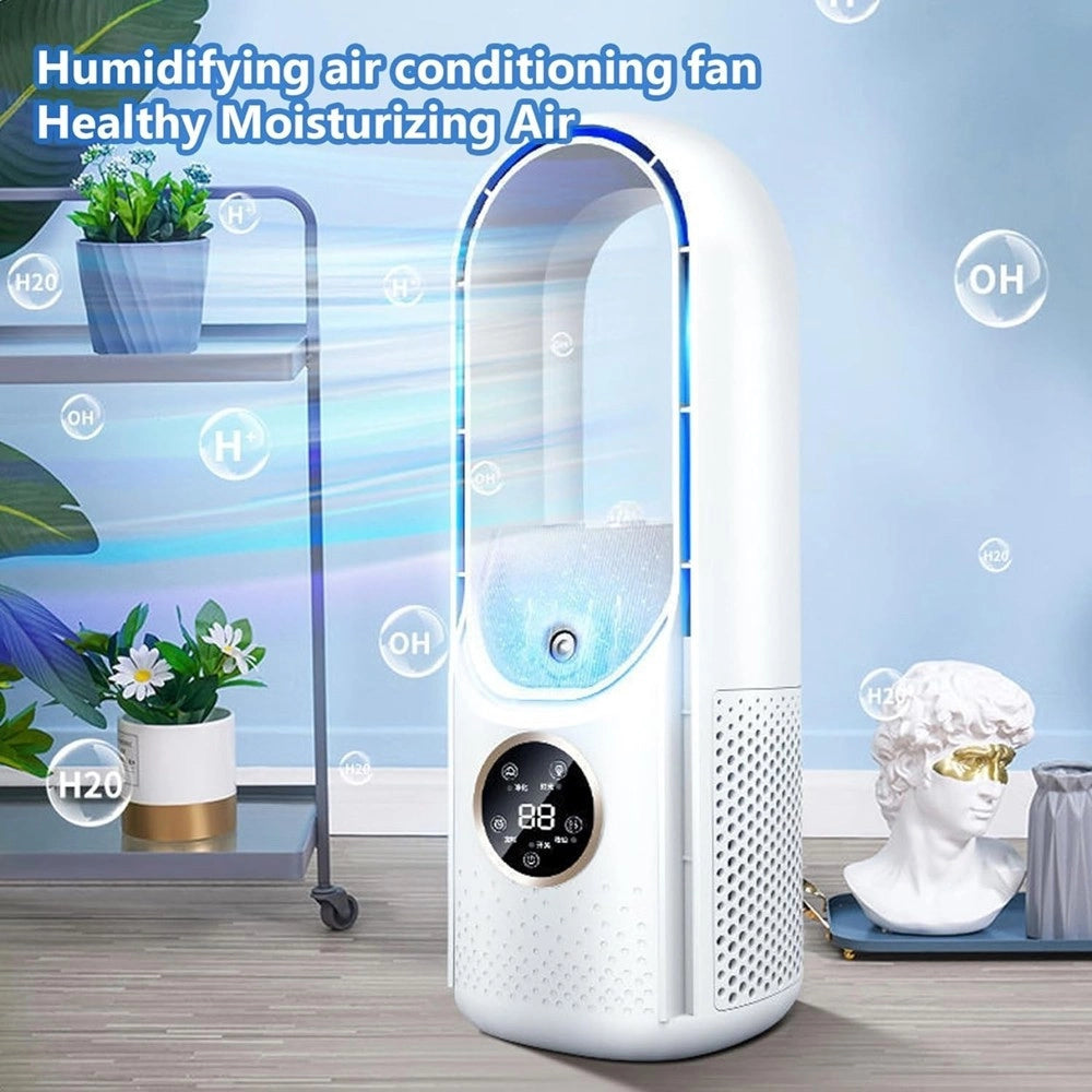 Trade Shop - Ventilatore Tavolo Umidificazione Usb Portatile Multifunzionale 6 Velocità Bianco -