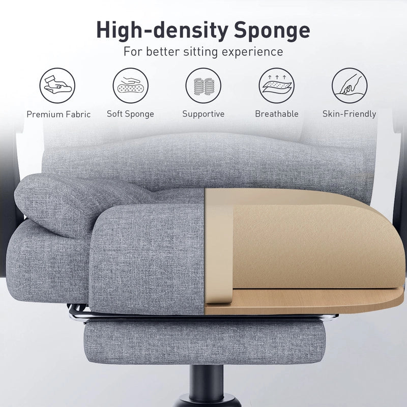 Sedia da ufficio con poggiapiedi, sedia da ufficio ergonomica , sedia per computer in pelle PU, girevole e inclinabile, grigio scuro