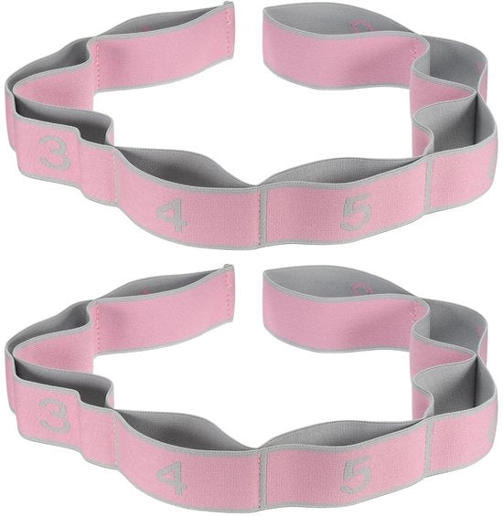 Set di cinture di resistenza - 2 pezzi - 90 cm - Nylon/latex - Cintura yoga/cintura di stretching - Resistente allo shock - Adatto per allenamento a casa - Cinture di resistenza per fitness