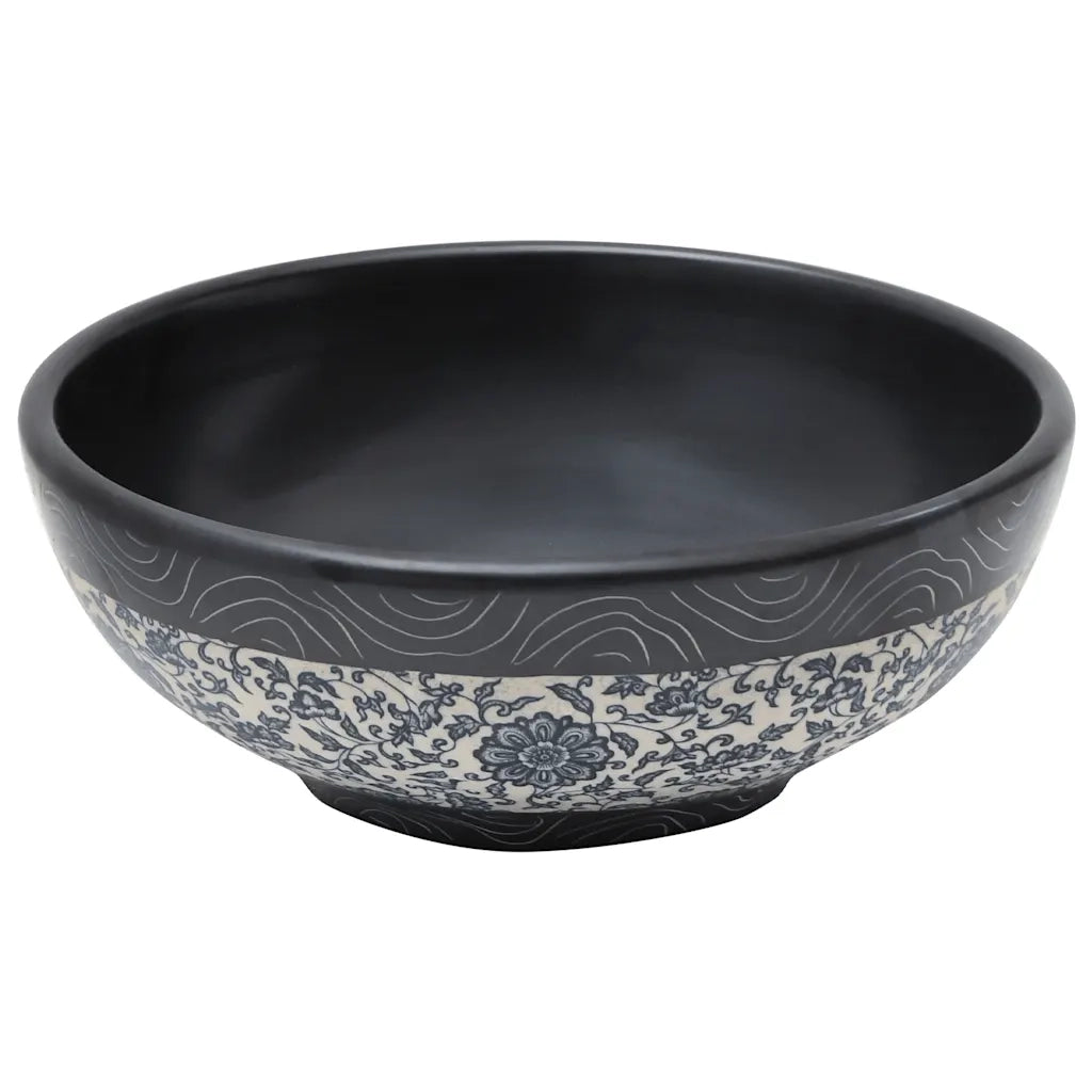 Lavabo da Appoggio Nero e Blu Rotondo ¦µ41x14 cm Ceramica CFW4373369
