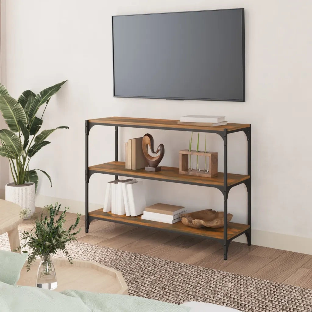Libreria rovere fumo 100x33x70,5 cm Legno Multistrato e Acciaio 819354