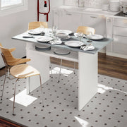 Tavolo allungabile Arila, Tavolo estensibile con apertura a libro, Tavolo consolle ausiliare pieghevole, cm 120x35h77, Bianco e Cemento