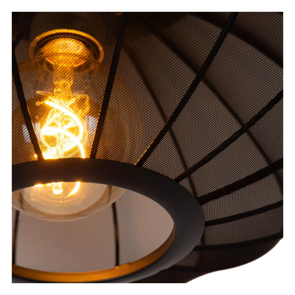 Lampada a sospensione Lucide Corina nera oro Ø50 E27