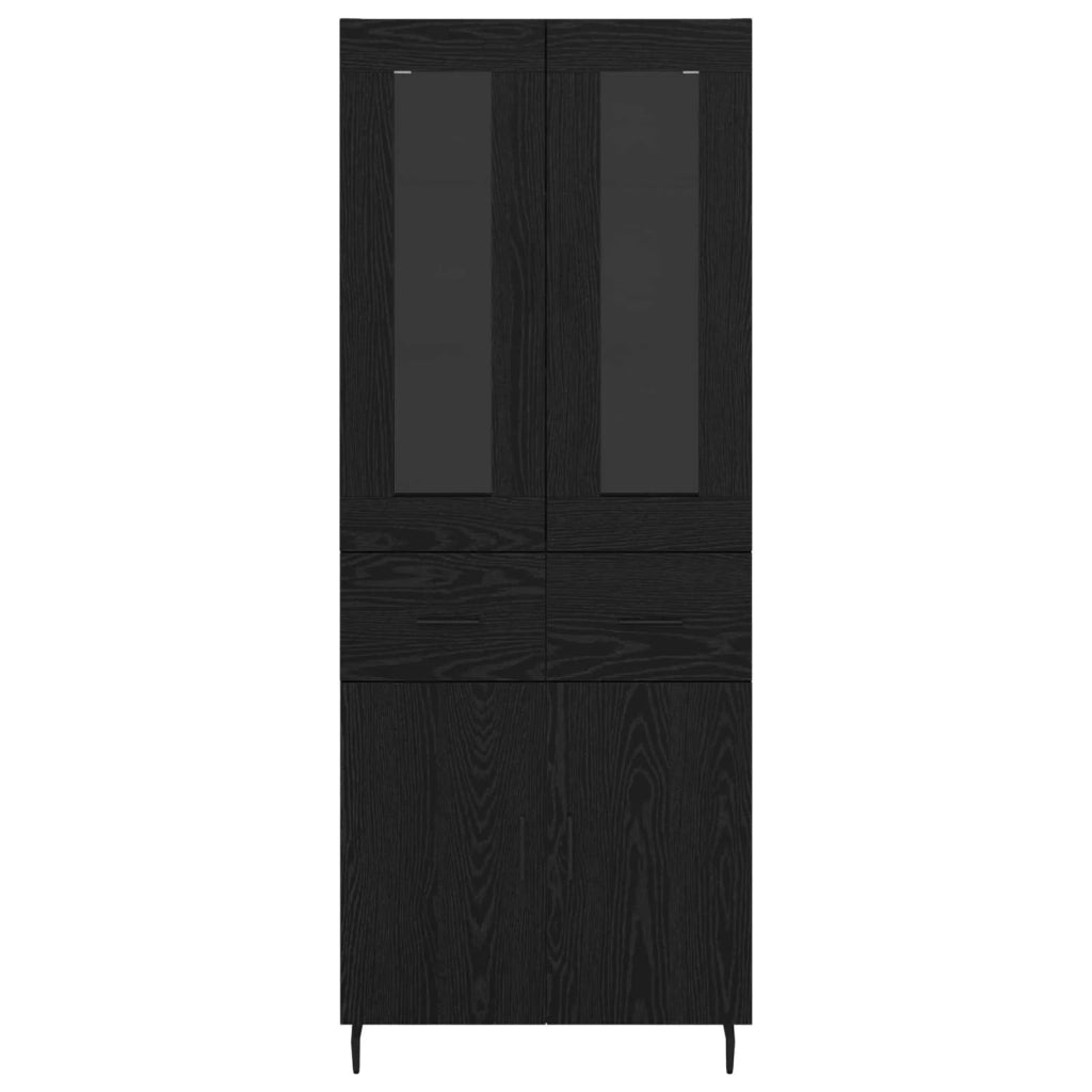 Credenza con cassetto 2 pcs Rovere Nero Legno multistrato