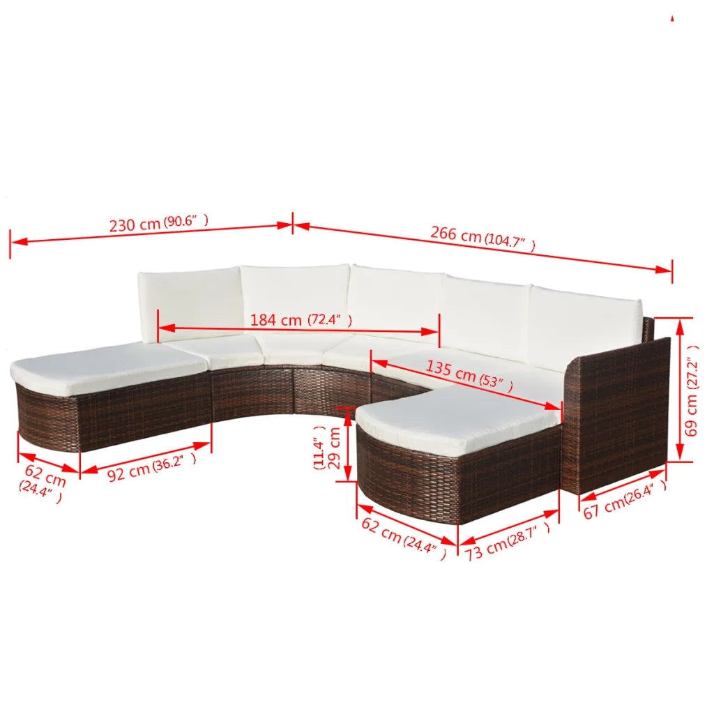 Set Divani da Giardino 4 pz con Cuscini in Polyrattan Marrone cod mxl 36938