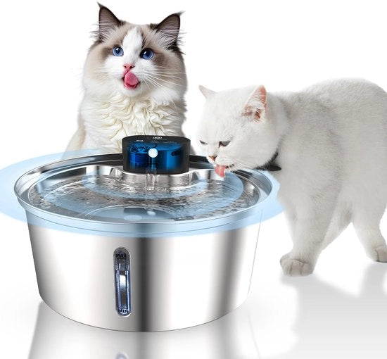 Fonteino per gatti, 7L, wireless, fonteino per cani in acciaio inossidabile con sensore di movimento, ultra silenzioso