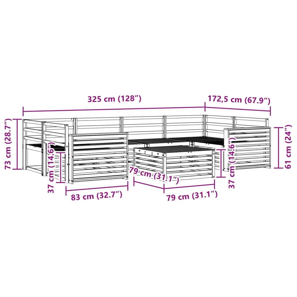 Set di divani da esterno 7 pcs Naturale