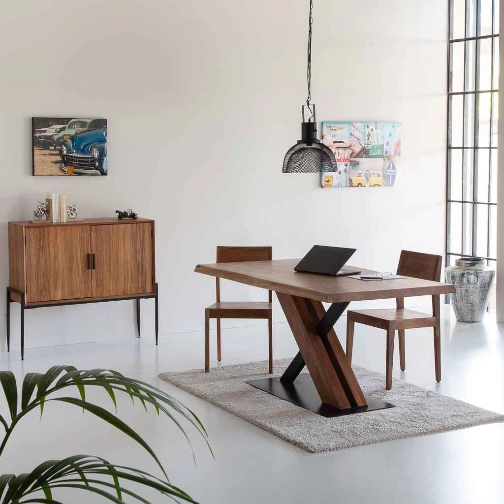 Credenza in legno e metallo marrone 110x40x99h cm