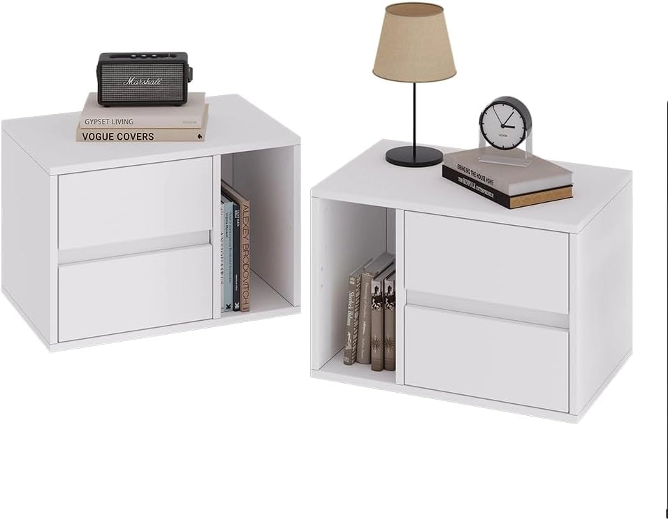 Comodino Vimogo, Bianco, Set di 2