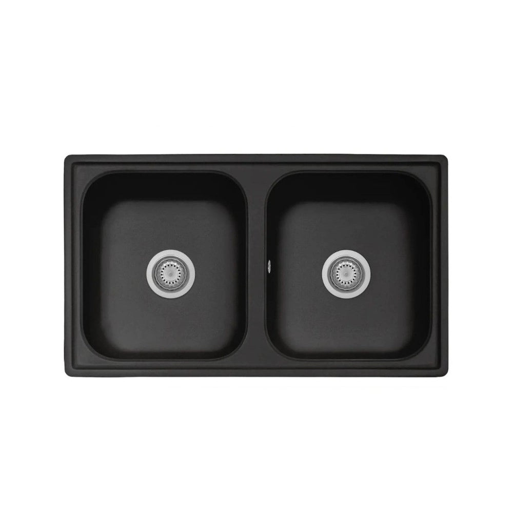 Lavello 2 vasche Granitovero862vbip nero 86x50 Samet
