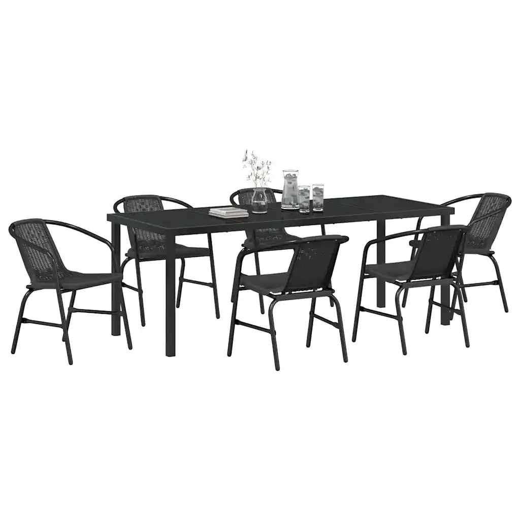 Set da Pranzo per Giardino 7 pcs Nero 3379385