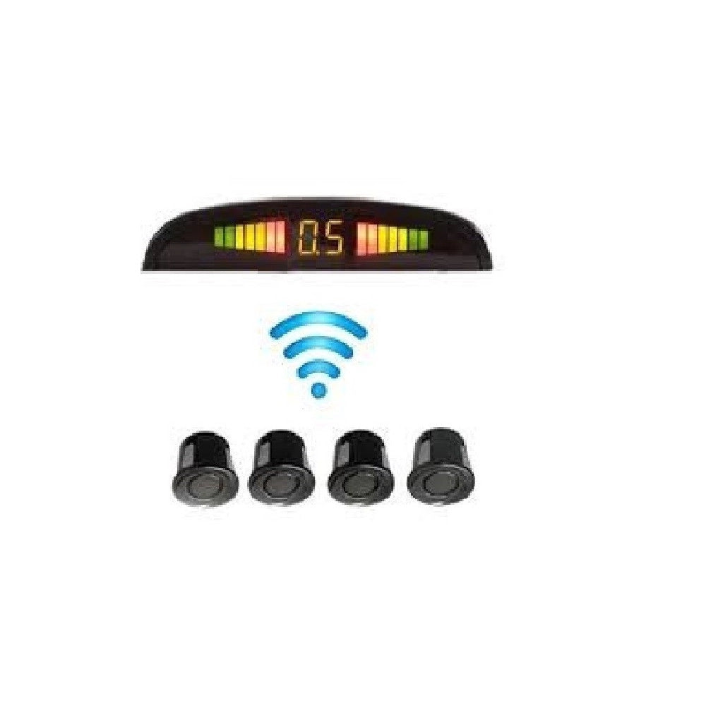 Trade Shop - Kit 4 Sensori Di Parcheggio Con Mini Display Led Wireless Suono Fresa Neri -