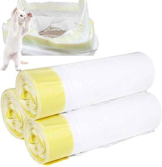 Sacchetti per gatti da 3 rulli/60 pezzi 94 * 45cm, sacchetti per la spazzatura con staffa di trasporto, imbottitura per gatti resistente alle scalfitture e impermeabile, capacità di carico 10 kg