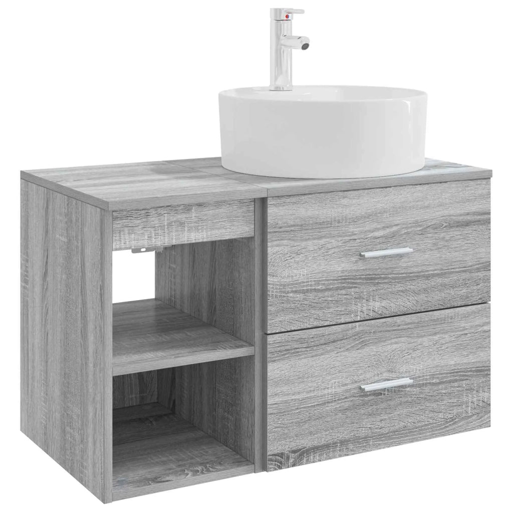 Set di mobili per il bagno 2 pcs Sonoma grigio 3403909