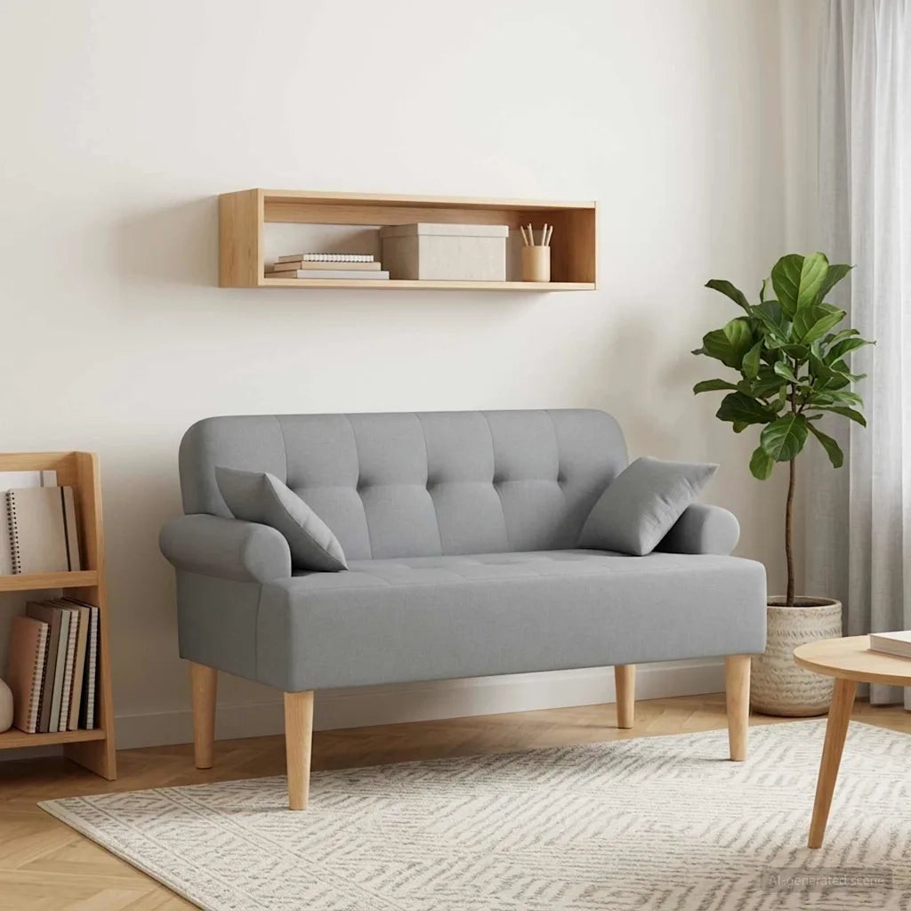 Loveseat con bottoni imbottiti Grigio Chiaro 120 x 65 x 79 cm 42041809