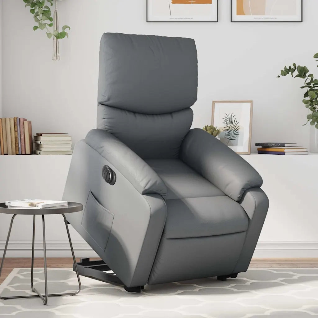 Poltrona Alzapersona Reclinabile Grigio in Similpelle 3204903