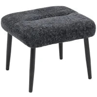 Poggiapiedi con cuscino morbido, Gambe in acciaio, in tessuto chenille, 45 x 41 x 38 cm, Grigio scuro