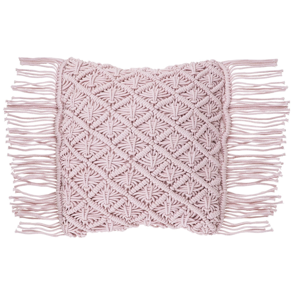 Set di 2 cuscini decorativi in macramè di cotone rosa 40 x 40 cm con nappe in corda Boho Retro Decor accessori