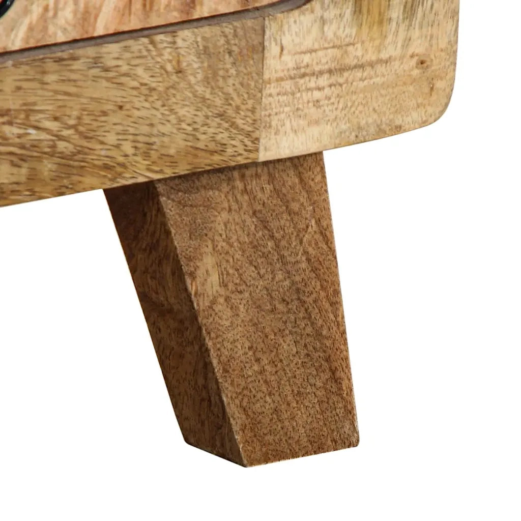 vidaXL Comodino 37x32x50 cm in Legno Massello di Mango Grezzo