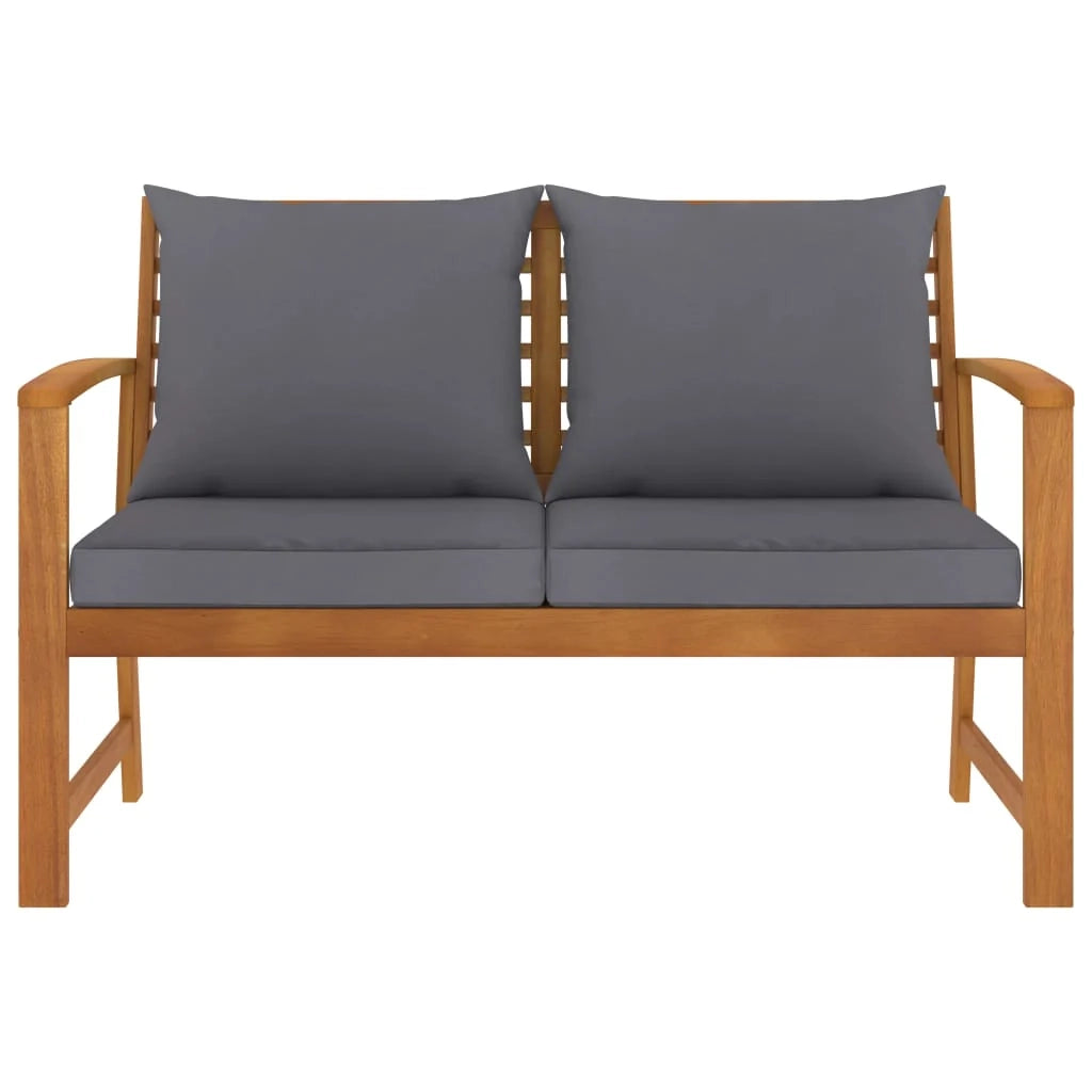 Panca da giardino mobili da esterno per patio mobili da terrazza e cuscino grigio scuro 120 x 60,5 x 81 cm legno massello di acacia 02_0011717