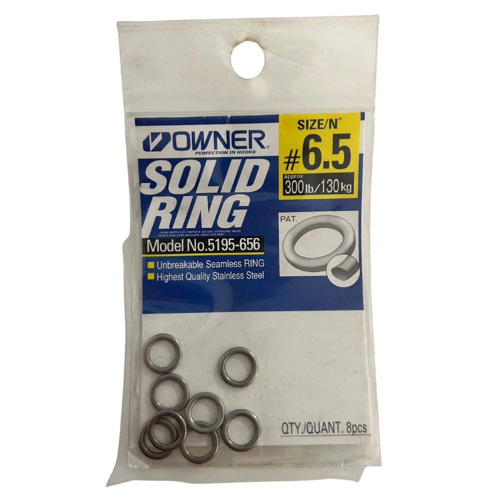 Owner solid ring anelli da pesca numero 6.5 portata 130 kg 8 pz