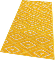 Tappeto Casa Cucina Rombi 3D 50X80 Cm Bordato Moderno Assorbente Antiscivolo Giallo