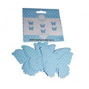 Trade Shop - Set 3 Pezzi Festoni Azzurro Pois 6 Farfalle 12cmx3m Compleanni Matrimonio -