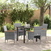 Set da Pranzo per Giardino con cuscino 5 pcs Grigio polyrattan 3379759