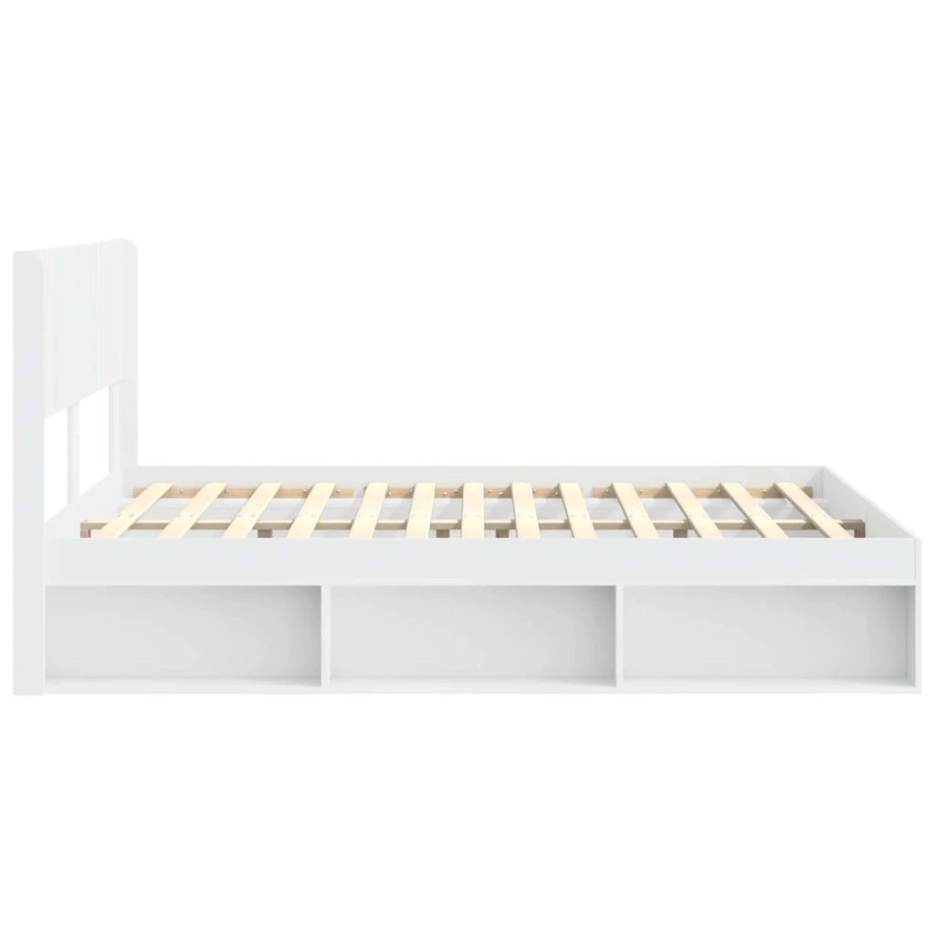 Struttura del letto con stoccaggio e testata Bianco
